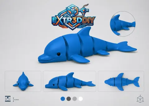 Dolphin Flexy – Articulated 3D Printable Dolphin | No Supports | Print-in-Place STL