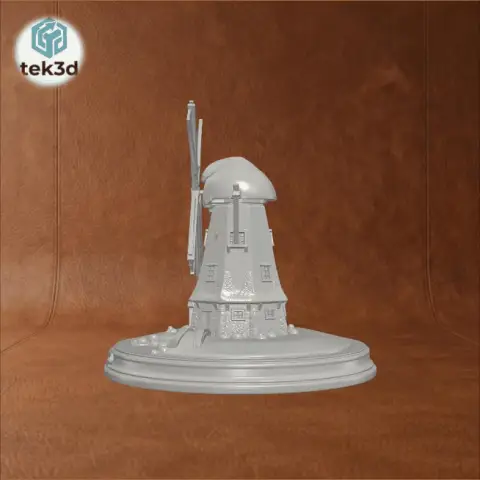 Rustic Charm: Classic Windmill Diorama 3D Model