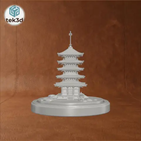 The Serene Pagoda: Zen Garden Diorama 3D Model