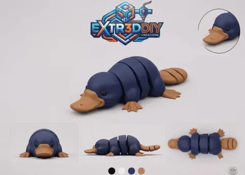 Articulated Flexy Platypus | Print-in-Place Fidget Toy