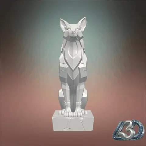 Cybernetic Wolf Statue
