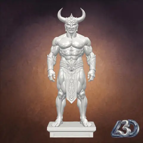 Horned Barbarian Warrior Statue
