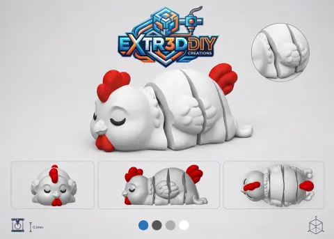 Flexy Chicken – Articulated 3D Printable Chicken | No Supports | Print-in-Place STL