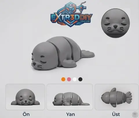Flexy  Seal – Articulated 3D Printable Sheep | No Supports | Print-in-Place STL