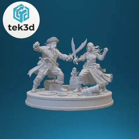 Pirate Duel: Action-Packed Collectible Diorama 3D Model