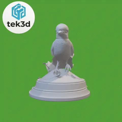 Serene Songbird: Miniature Bird Sculpture 3D Model